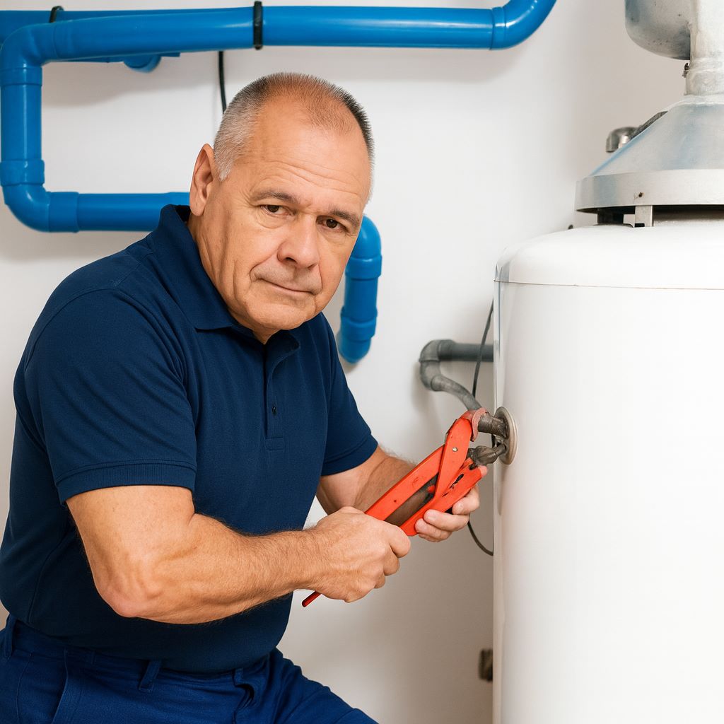 Installateur beim Austausch von Thermostatventilen