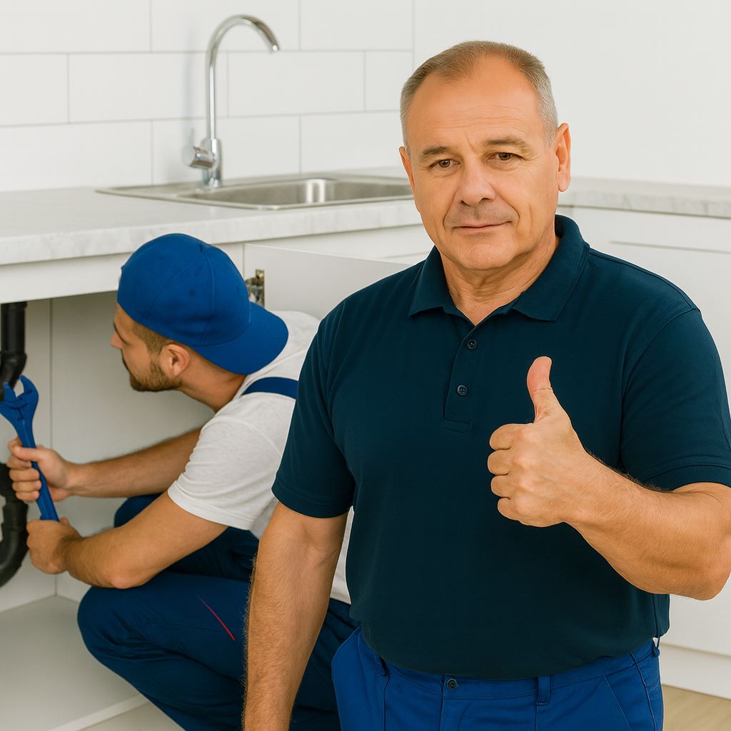 Installateur erneuert Wasseranschluss in Küche