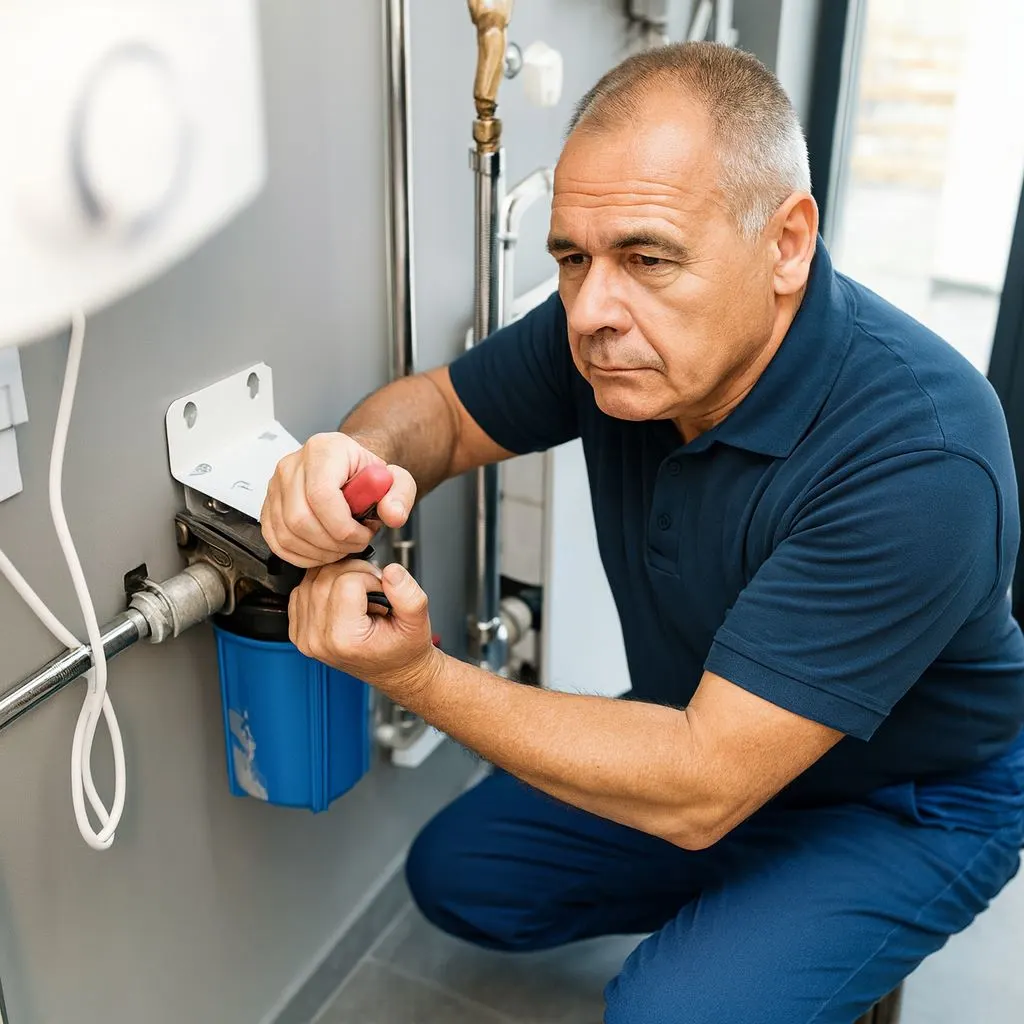 Installateur repariert Sanitäranlage